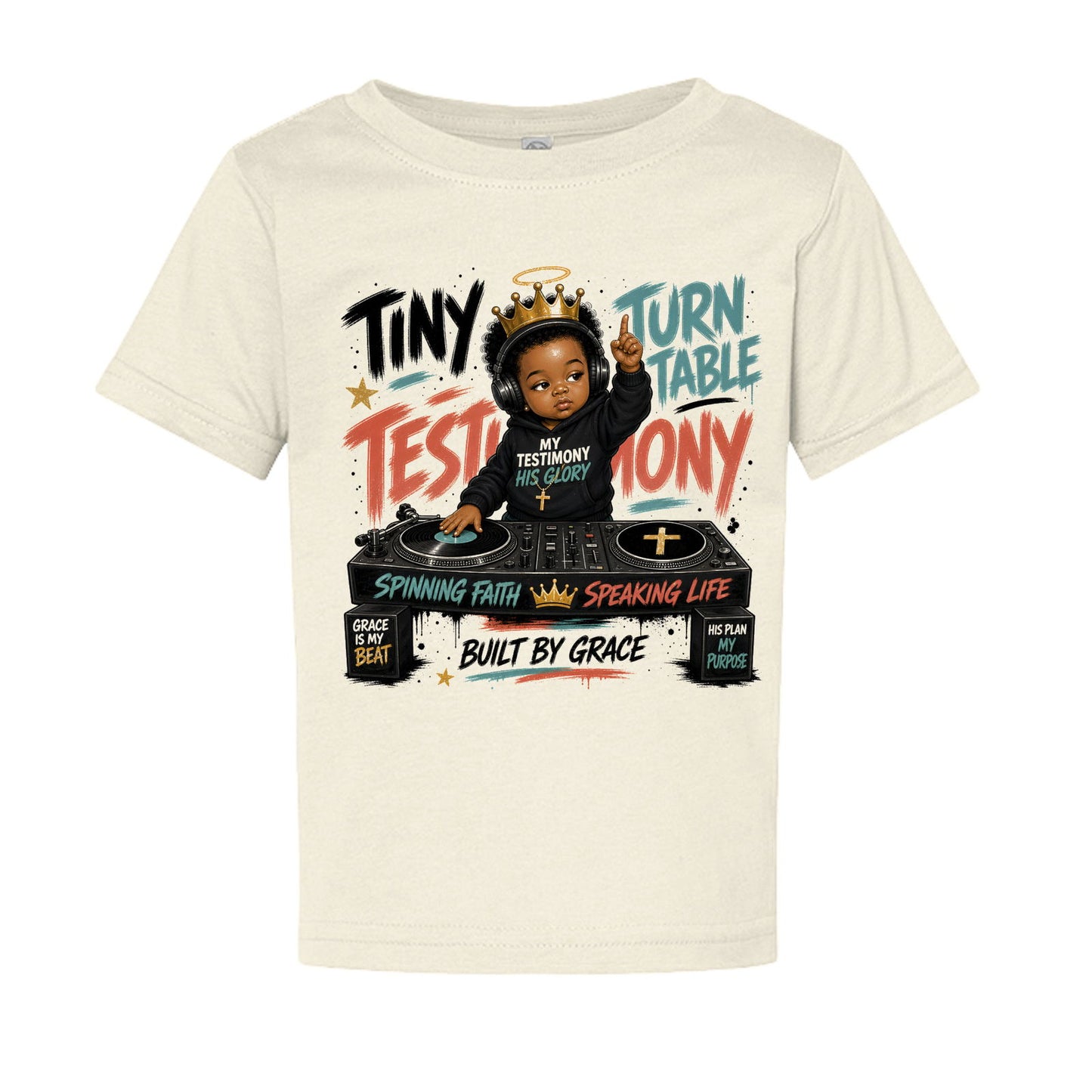 Tiny Turntable Testimony Baby Christian T-shirt - ClaimedbyGodDesigns