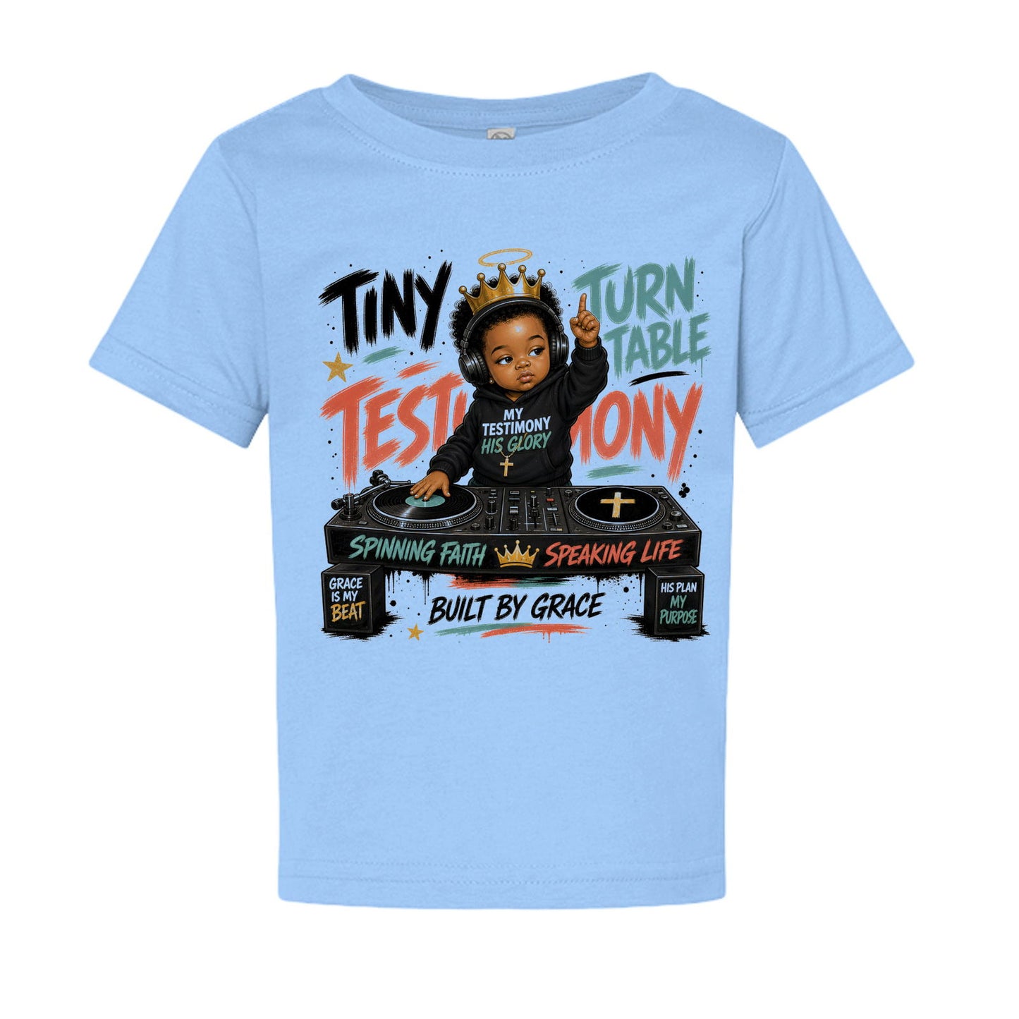 Tiny Turntable Testimony Baby Christian T-shirt - ClaimedbyGodDesigns