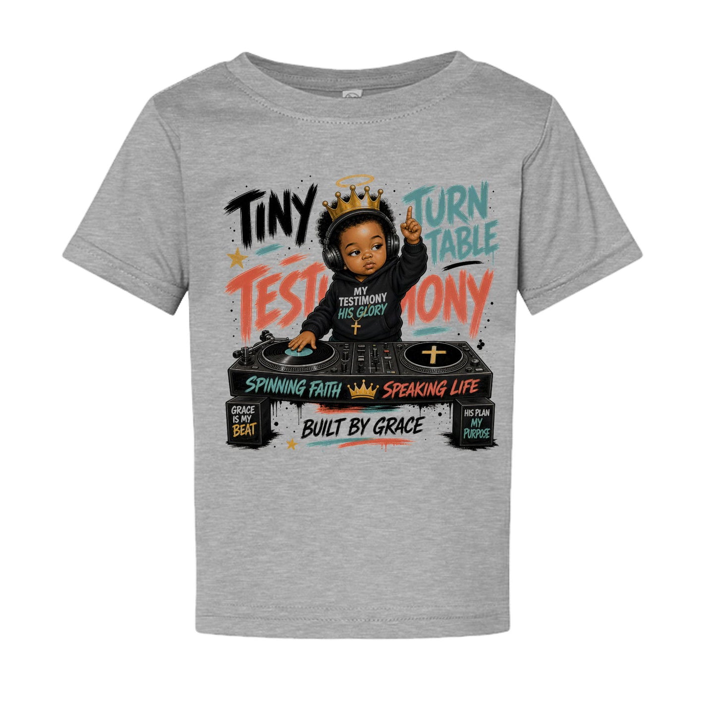 Tiny Turntable Testimony Baby Christian T-shirt - ClaimedbyGodDesigns