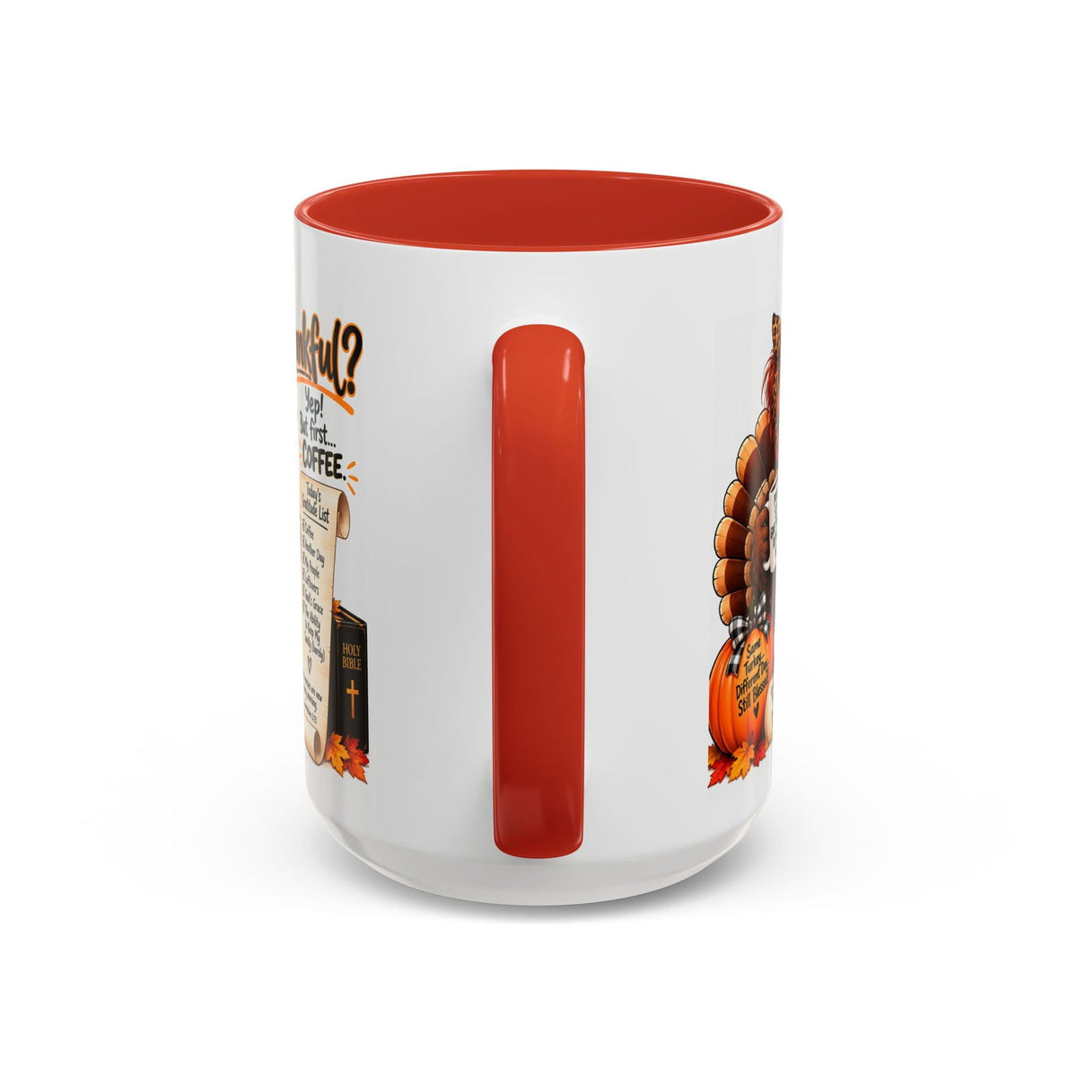 Thankful? Yep! But First… Coffee. Thanksgiving Turkey Mug - Claimed by God Designs