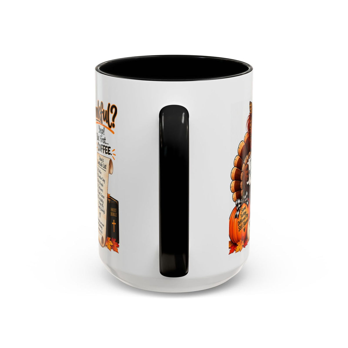 Thankful? Yep! But First… Coffee. Thanksgiving Turkey Mug - Claimed by God Designs