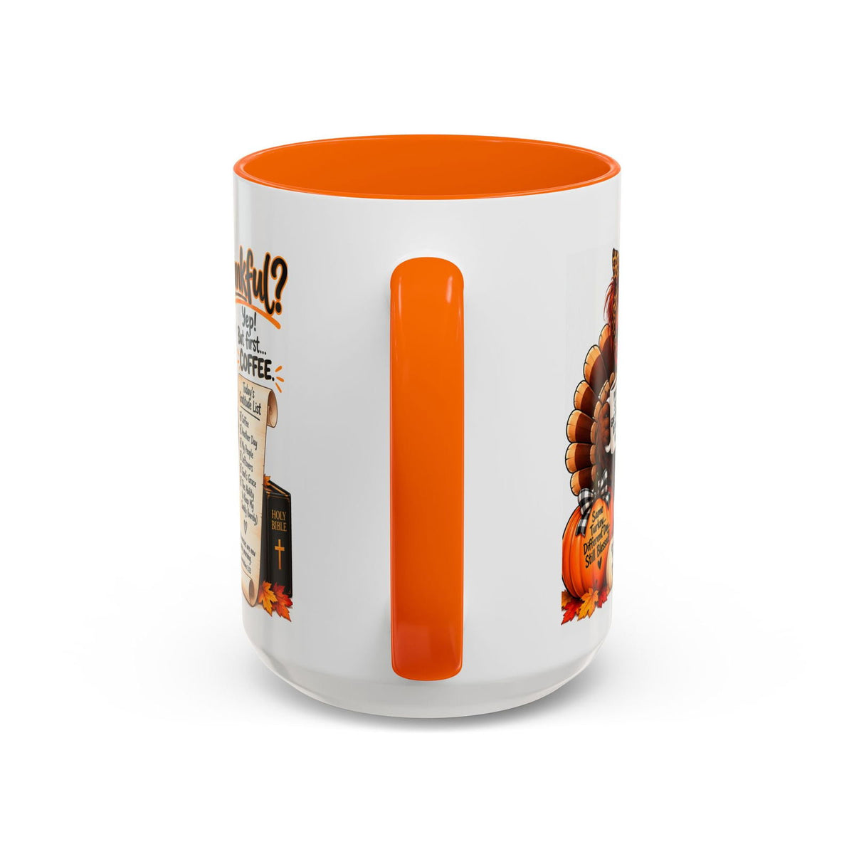 Thankful? Yep! But First… Coffee. Thanksgiving Turkey Mug - Claimed by God Designs