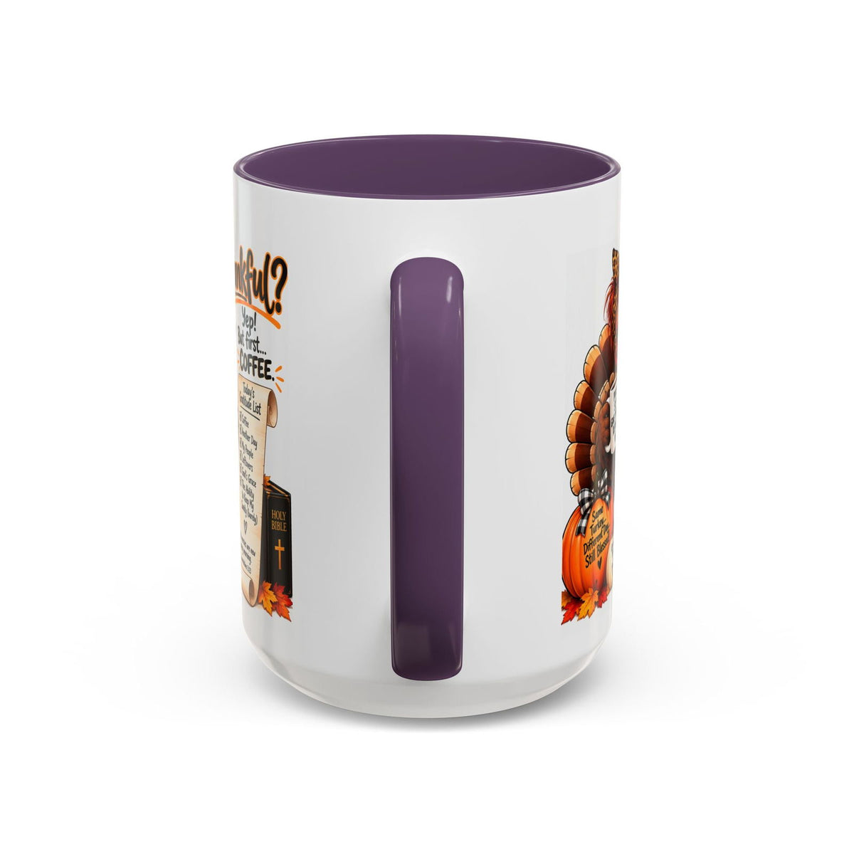 Thankful? Yep! But First… Coffee. Thanksgiving Turkey Mug - Claimed by God Designs