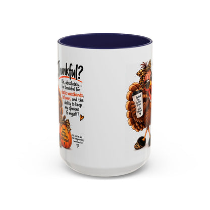 Thankful for Elastic Waistbands and Leftovers Thanksgiving Turkey Mug - Claimed by God Designs