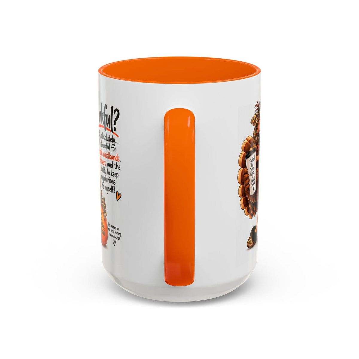 Thankful for Elastic Waistbands and Leftovers Thanksgiving Turkey Mug - Claimed by God Designs