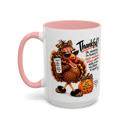 Thankful for Elastic Waistbands and Leftovers Thanksgiving Turkey Mug - Claimed by God Designs