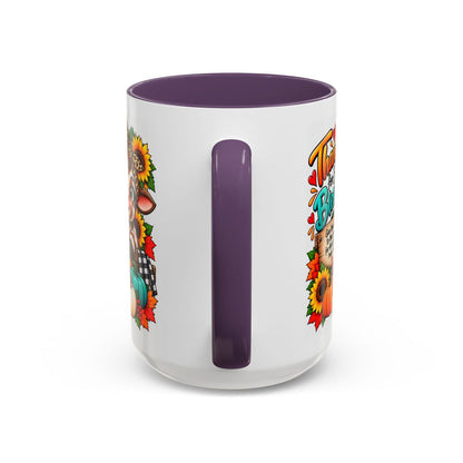 Thankful for Every Blessing Thanksgiving Cow Coffee Mug - Claimed by God Designs