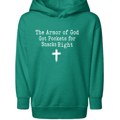 The Armor Of God God Pocket For Snacks Right Funny Christian Toddler Pullover Hooded Sweatshirt - ClaimedbyGodDesigns