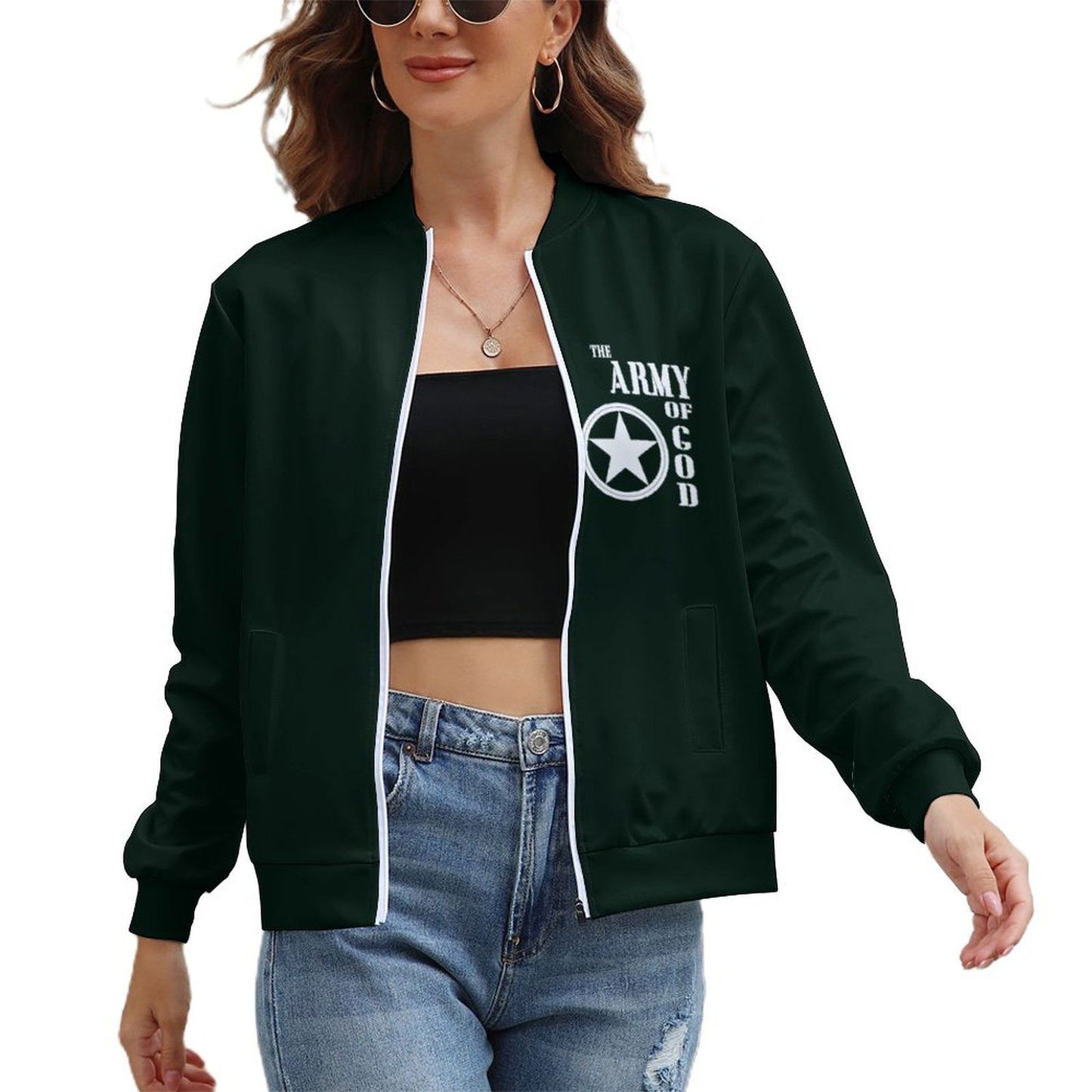 The Army Of God Christian Women's Zipper Jacket - ClaimedbyGodDesigns