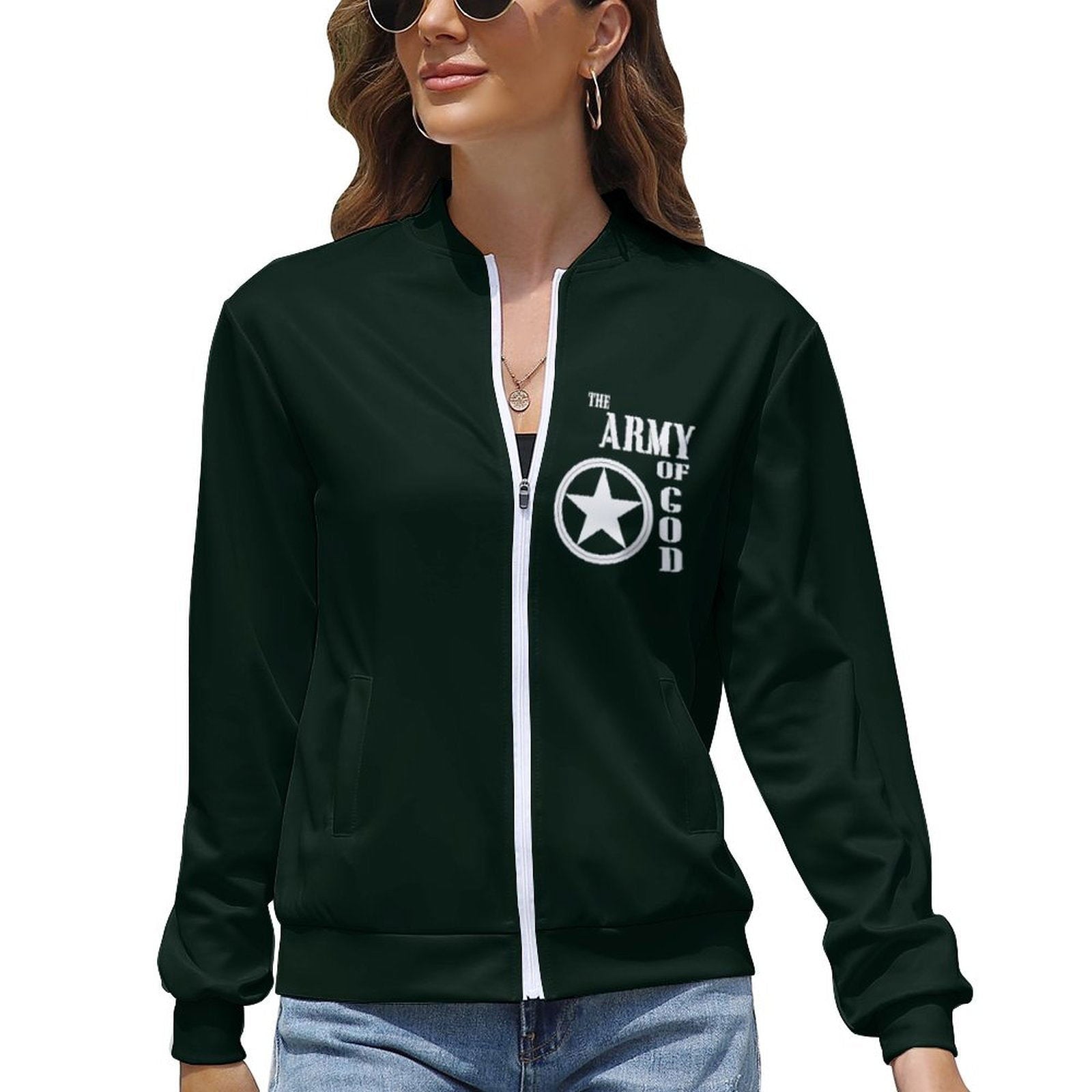 The Army Of God Christian Women's Zipper Jacket - ClaimedbyGodDesigns