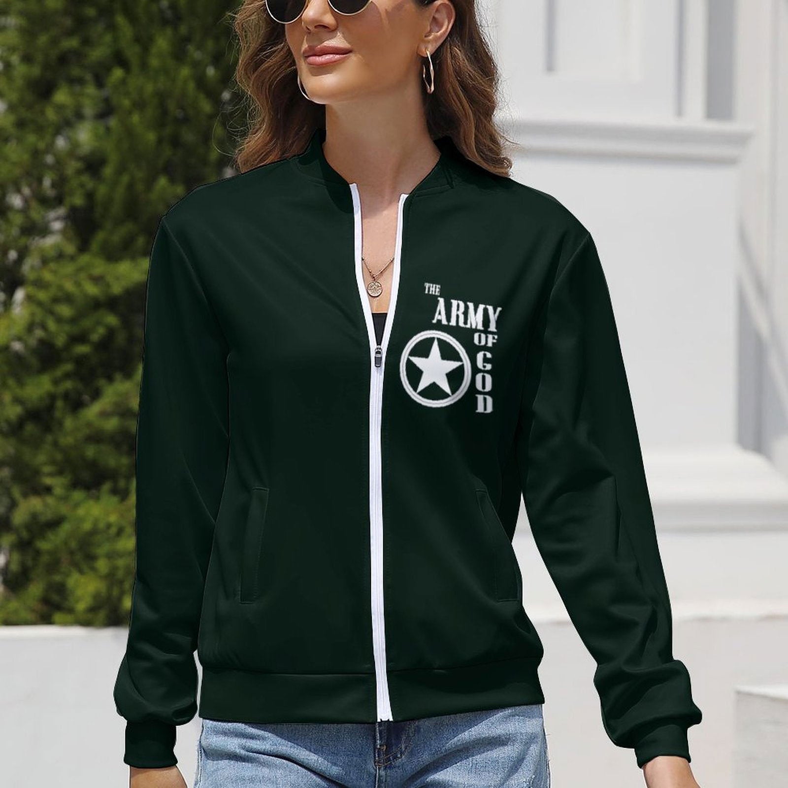 The Army Of God Christian Women's Zipper Jacket - ClaimedbyGodDesigns