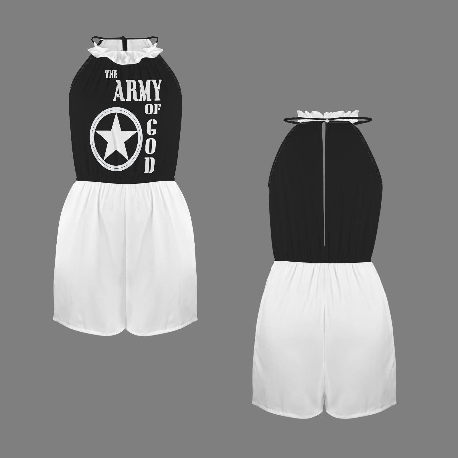 The Army Of God Halterneck High Waist Pocket Shorts Christian Romper - ClaimedbyGodDesigns