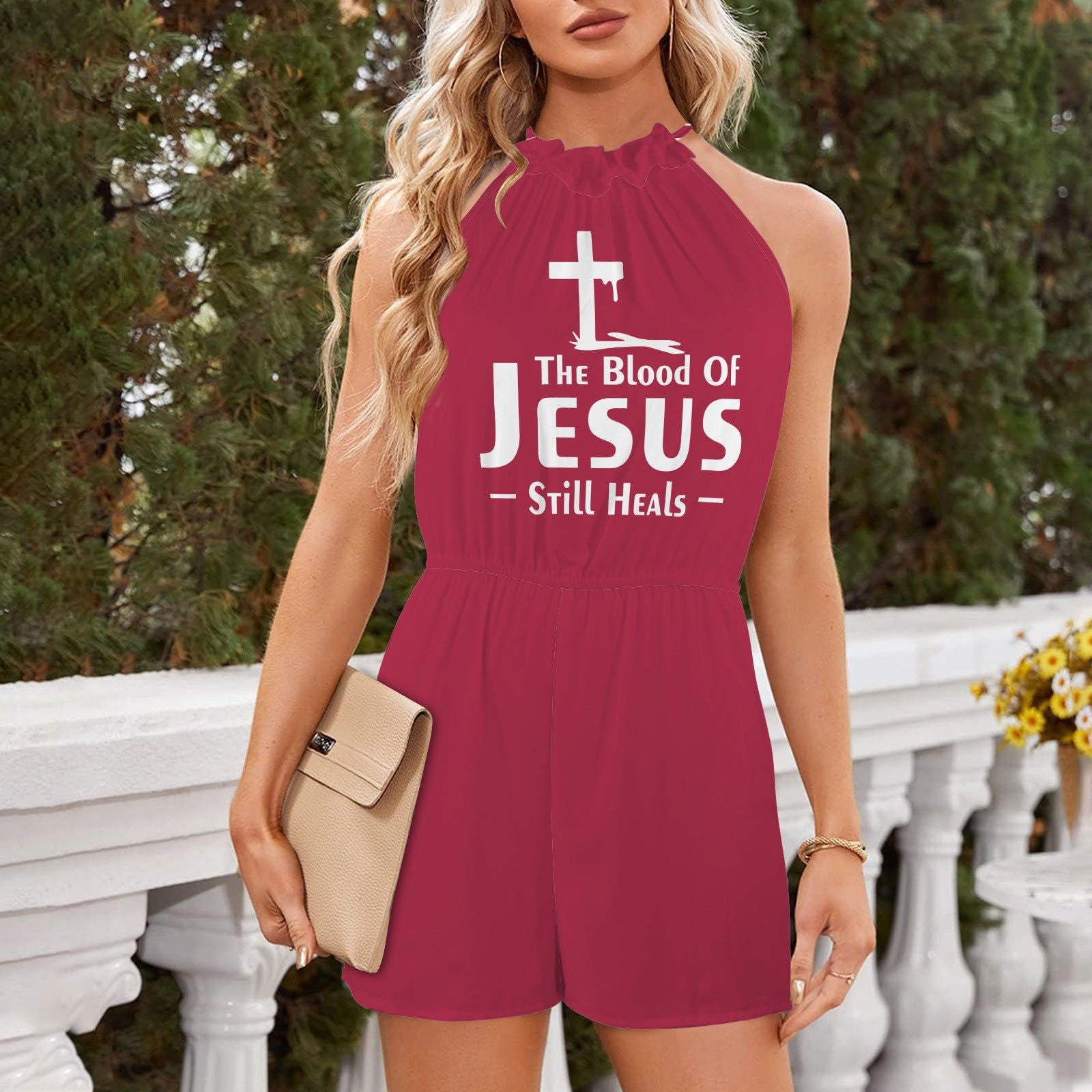 The Blood Of Jesus Still Heals Halterneck High Waist Pocket Shorts Christian  Romper - ClaimedbyGodDesigns