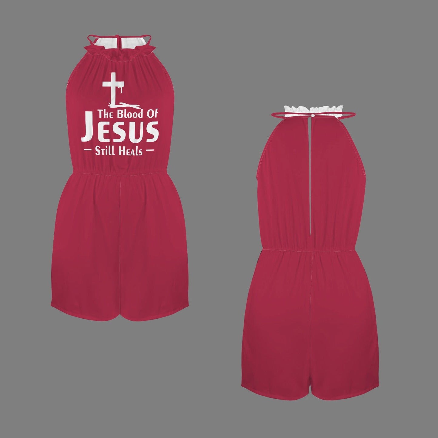 The Blood Of Jesus Still Heals Halterneck High Waist Pocket Shorts Christian  Romper - ClaimedbyGodDesigns