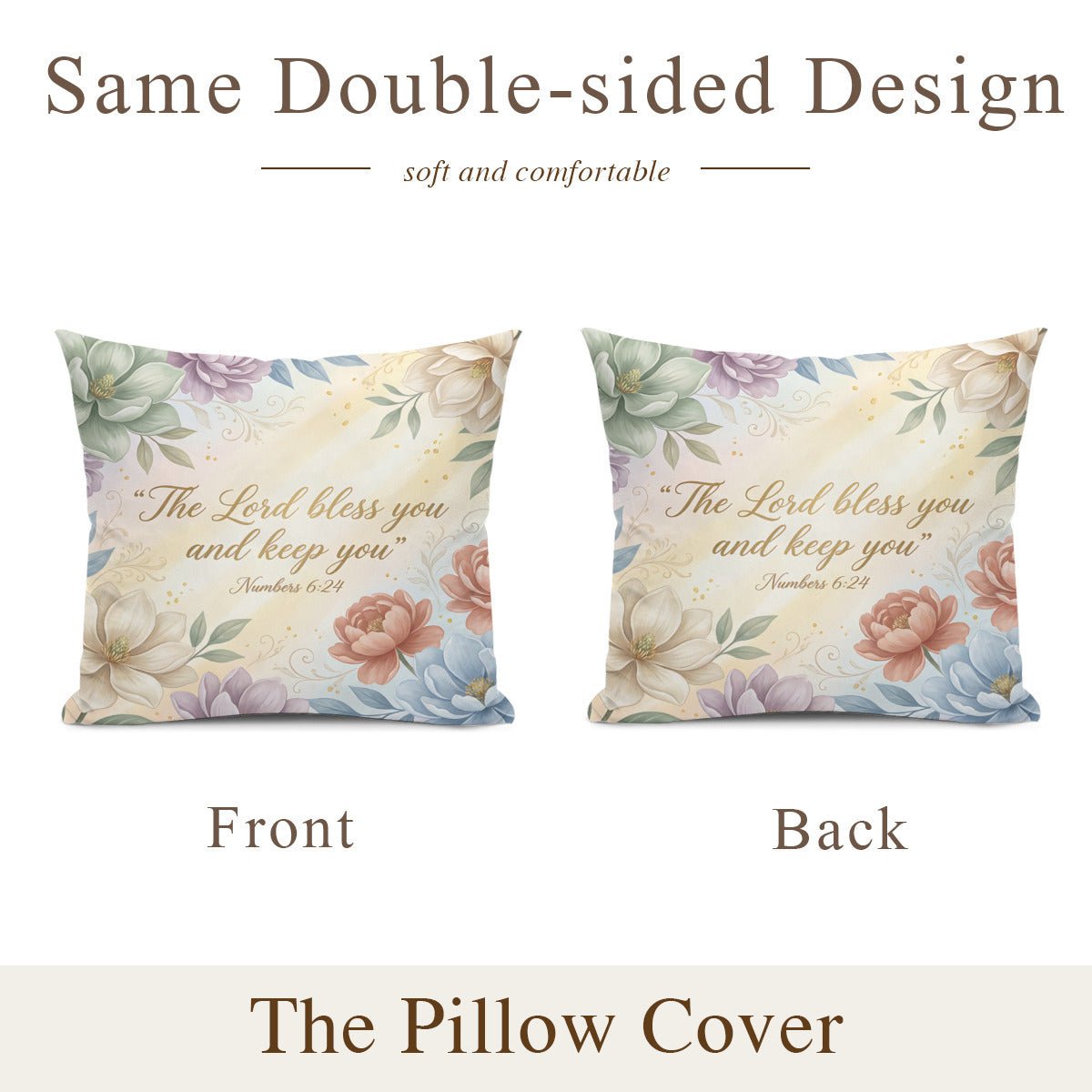 The Lord Bless You And Keep You Christian Pillow (pillow cover + pillow insert) - ClaimedbyGodDesigns