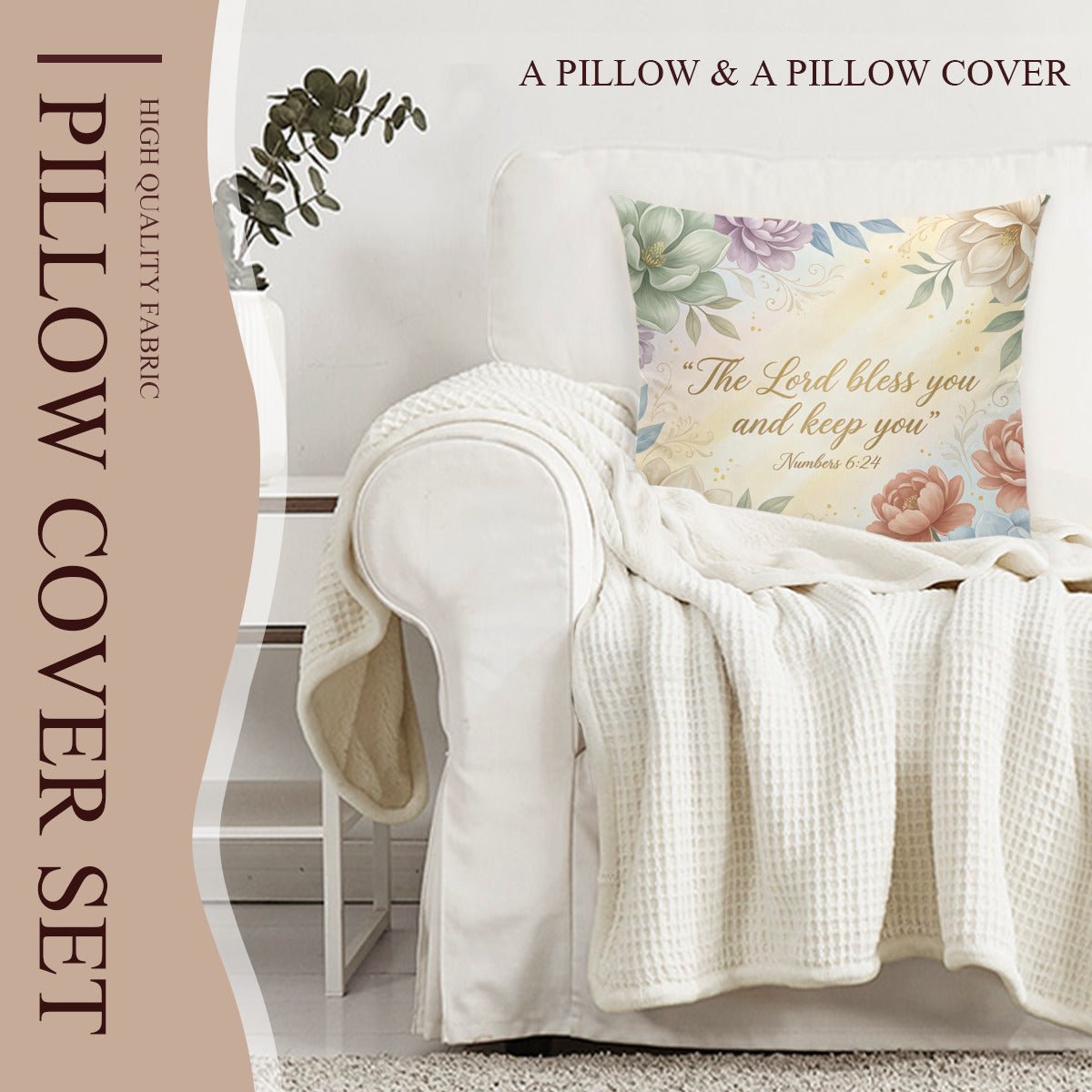 The Lord Bless You And Keep You Christian Pillow (pillow cover + pillow insert) - ClaimedbyGodDesigns
