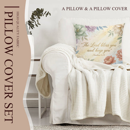 The Lord Bless You And Keep You Christian Pillow (pillow cover + pillow insert) - ClaimedbyGodDesigns