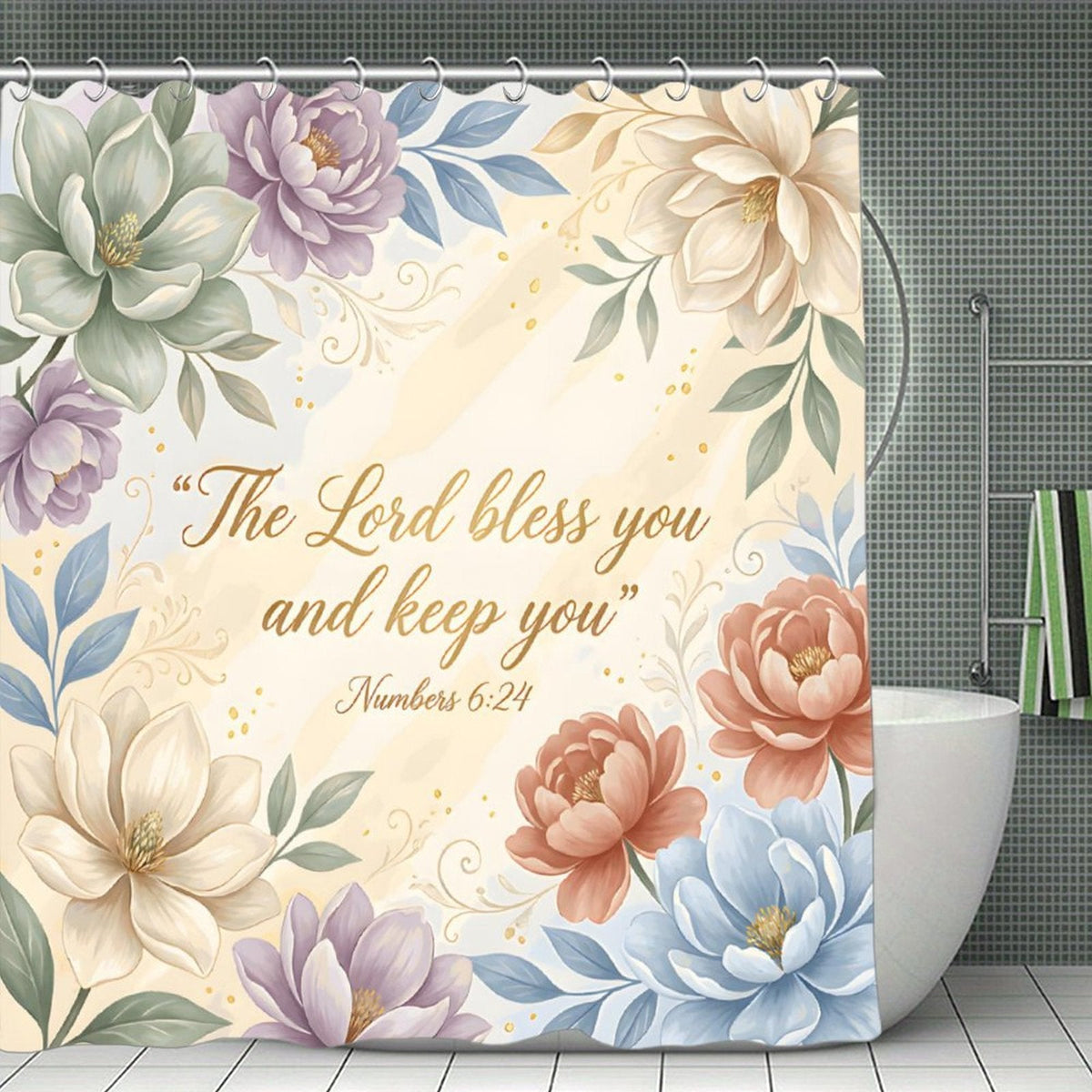 The Lord Bless You Christian Waterproof Shower Curtain - ClaimedbyGodDesigns