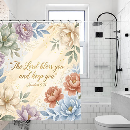 The Lord Bless You Christian Waterproof Shower Curtain - ClaimedbyGodDesigns