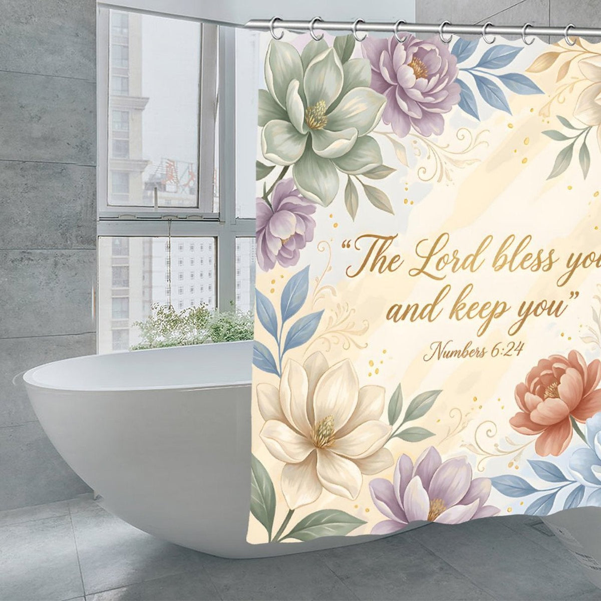 The Lord Bless You Christian Waterproof Shower Curtain - ClaimedbyGodDesigns