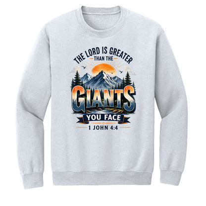 The Lord Is Greater Than The Giants You Face Unisex Pullover Crewneck Sweatshirt - ClaimedbyGodDesigns