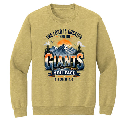 The Lord Is Greater Than The Giants You Face Unisex Pullover Crewneck Sweatshirt - ClaimedbyGodDesigns