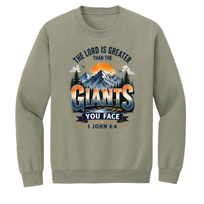 The Lord Is Greater Than The Giants You Face Unisex Pullover Crewneck Sweatshirt - ClaimedbyGodDesigns