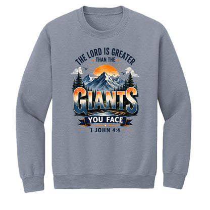 The Lord Is Greater Than The Giants You Face Unisex Pullover Crewneck Sweatshirt - ClaimedbyGodDesigns