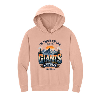 The Lord Is Greater Than The Giants You Face Youth Christian Pullover Hooded Sweatshirt - ClaimedbyGodDesigns