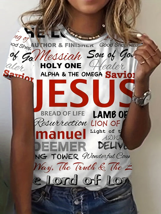 The Names Of Jesus Women's Christian T-shirt - ClaimedbyGodDesigns