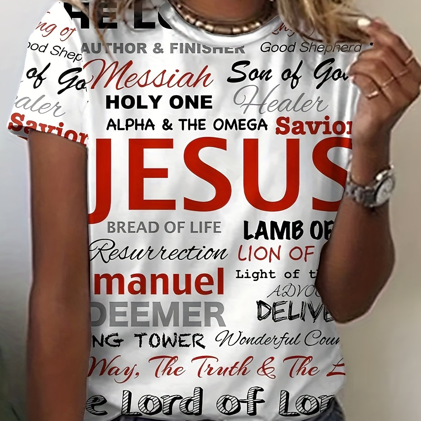 The Names Of Jesus Women's Christian T-shirt - ClaimedbyGodDesigns