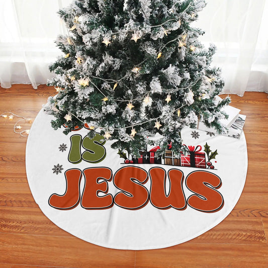 The Real Gift Is Jesus Christian Christmas Tree Skirt - ClaimedbyGodDesigns
