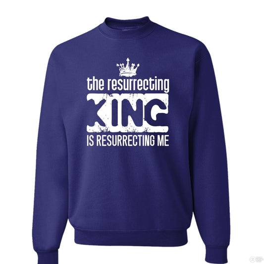 The Resurrecting King unisex Christian Fleece Pullover Crewneck Sweatshirt - ClaimedbyGodDesigns