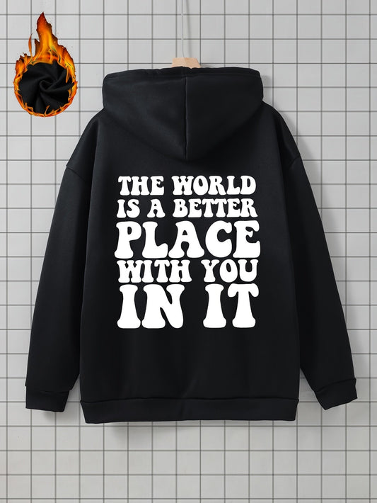 The World Is A Better Place With You In It Plus Size Women's Christian Pullover Hooded Sweatshirt - ClaimedbyGodDesigns