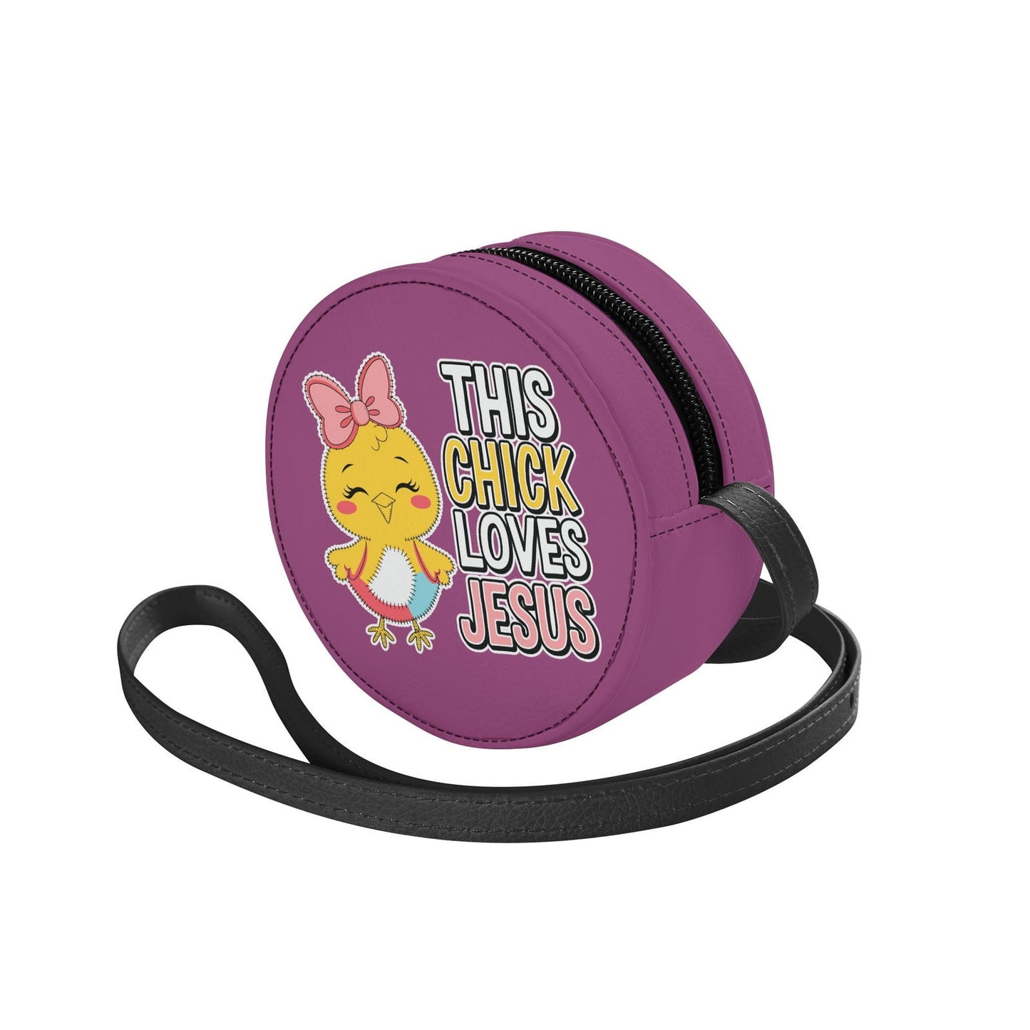This Chick Loves HIm Christian Kids PU Small Round Bag Children Purse - ClaimedbyGodDesigns