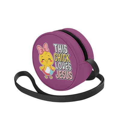 This Chick Loves HIm Christian Kids PU Small Round Bag Children Purse - ClaimedbyGodDesigns