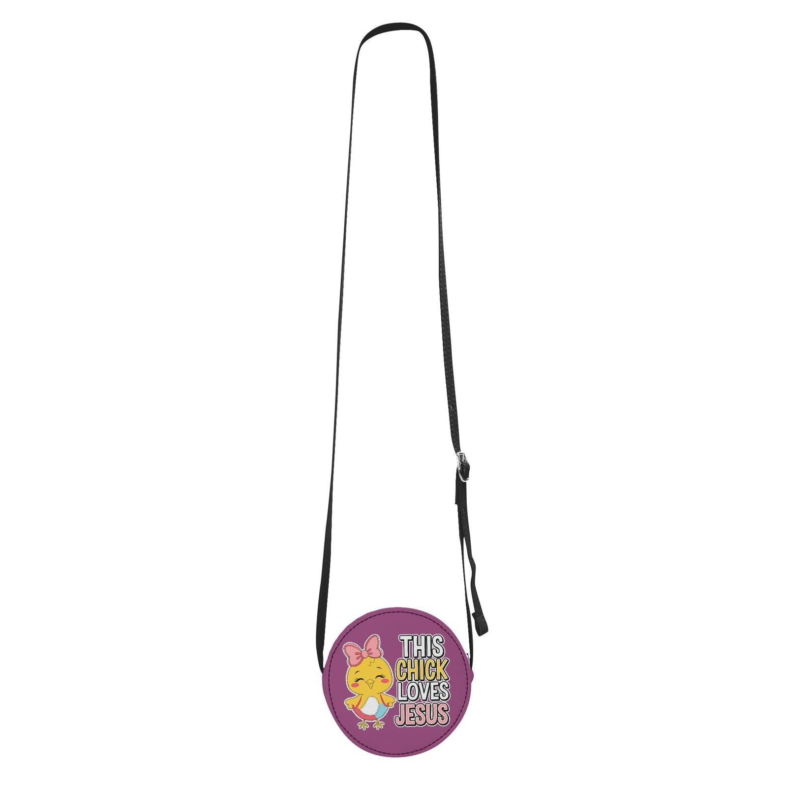 This Chick Loves HIm Christian Kids PU Small Round Bag Children Purse - ClaimedbyGodDesigns