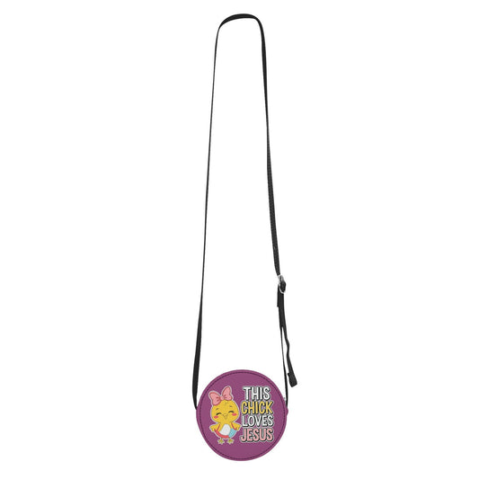 This Chick Loves HIm Christian Kids PU Small Round Bag Children Purse - ClaimedbyGodDesigns