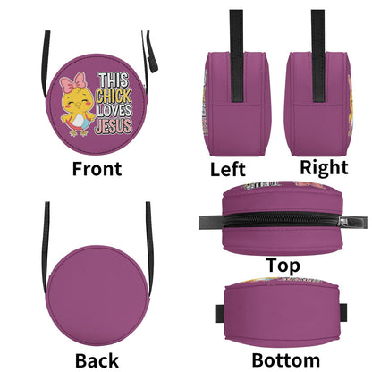 This Chick Loves HIm Christian Kids PU Small Round Bag Children Purse - ClaimedbyGodDesigns