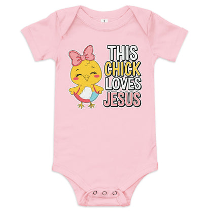 This Chick Loves  Christian Baby short sleeve onesie - ClaimedbyGodDesigns