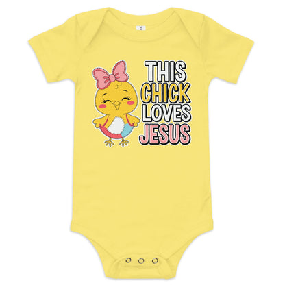 This Chick Loves  Christian Baby short sleeve onesie - ClaimedbyGodDesigns