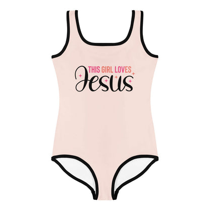 This Girl Loves Him Christian Kids Swimsuit - ClaimedbyGodDesigns