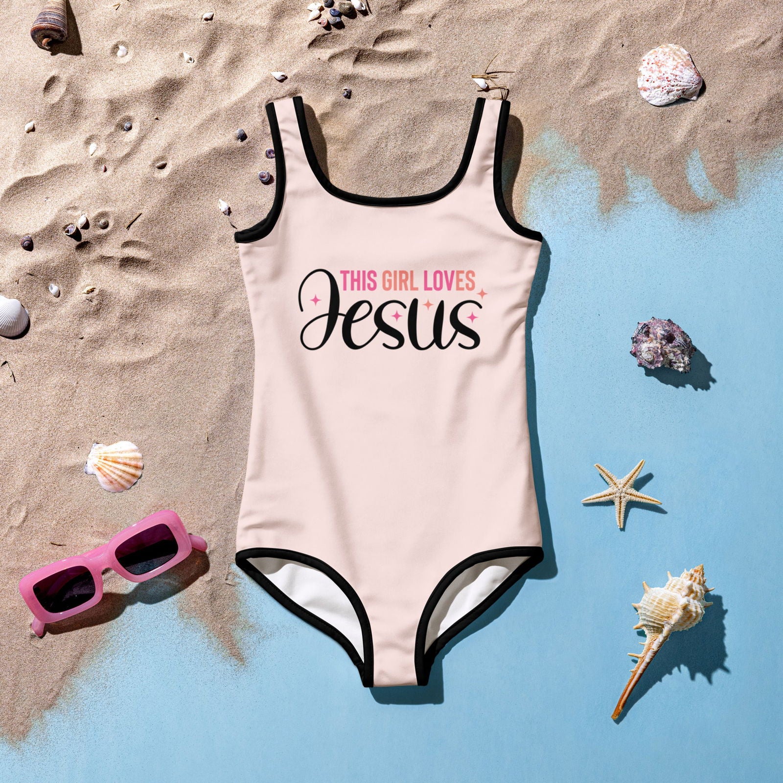 This Girl Loves Him Christian Kids Swimsuit - ClaimedbyGodDesigns