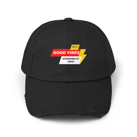 Today's Good Vibes Sponsored By Jesus Unisex Christian Distressed Hat - ClaimedbyGodDesigns