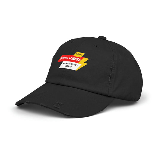 Today's Good Vibes Sponsored By Jesus Unisex Christian Distressed Hat - ClaimedbyGodDesigns