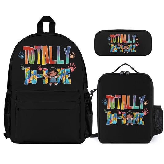 Totally Au-some Autism Awareness Set of 3 Bags (Shoulder Bag Lunch Bag & Pencil Pouch) - ClaimedbyGodDesigns