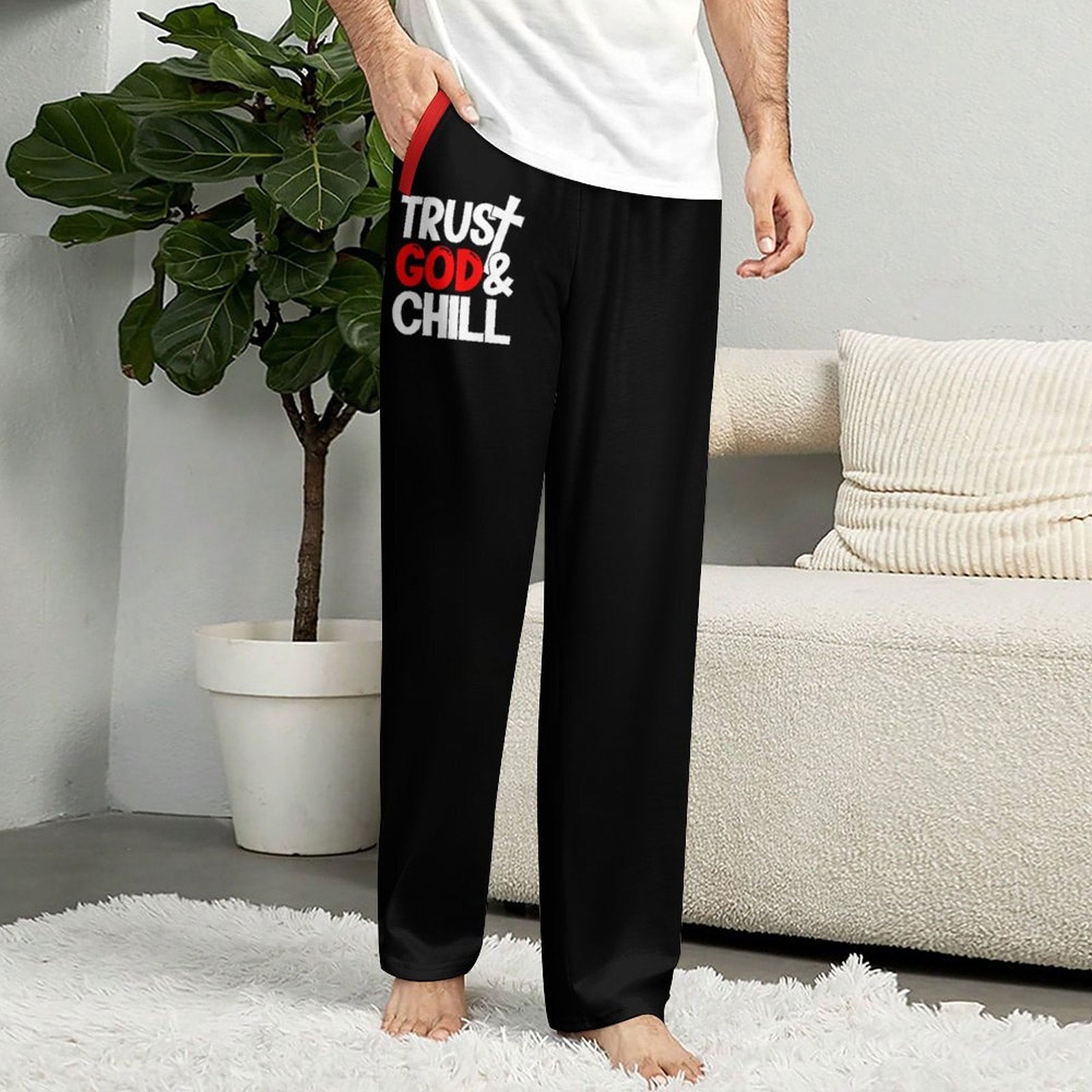 Trust God And Chill Men's Christian Pajama Pants - ClaimedbyGodDesigns