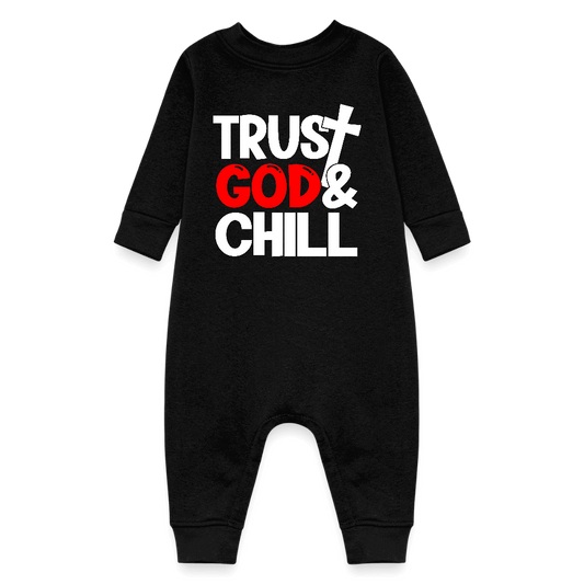 Trust Him And Chill Christian Baby Fleece Jumpsuit - ClaimedbyGodDesigns