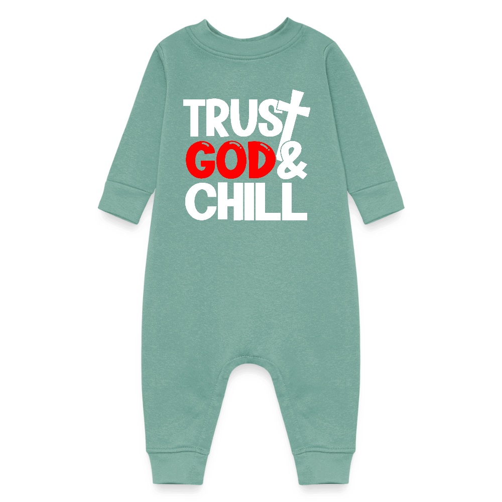 Trust Him And Chill Christian Baby Fleece Jumpsuit - ClaimedbyGodDesigns