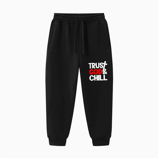 Trust Him And Chill Unisex Christian Drawstring Jogged Sweatpants - ClaimedbyGodDesigns
